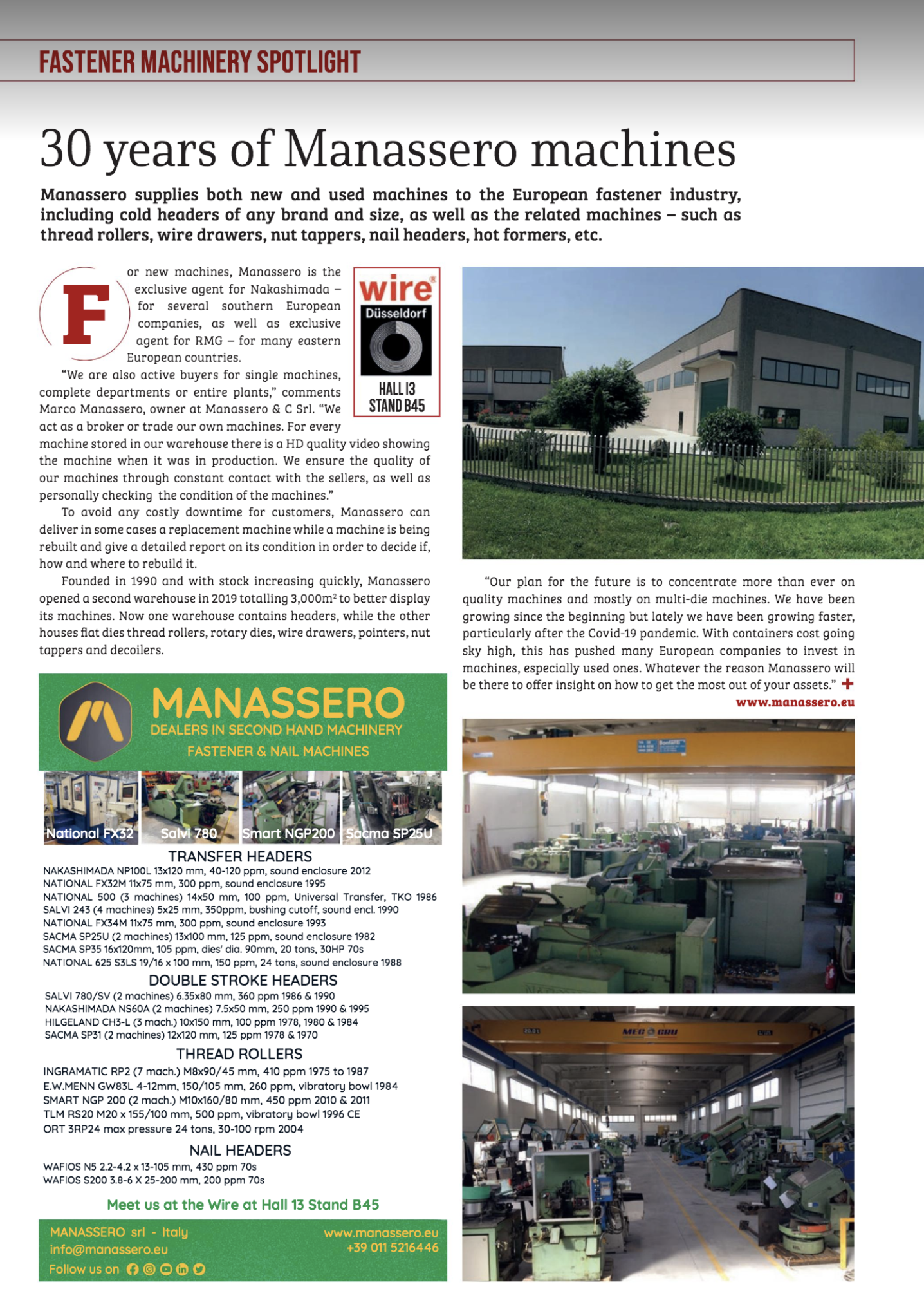 Manassero Machines on Fastener & Fixing Fair